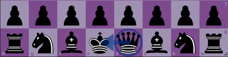 The starting position of the queen black