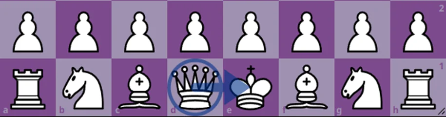 The starting position of the queen white