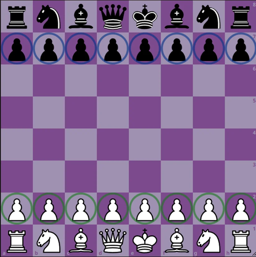 initial position of the pawns